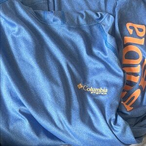 Columbia Blue and orange PFG never used sun shirt hoodie